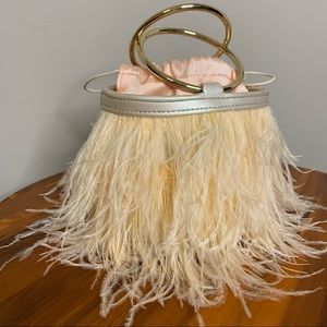NWT Pink Feather Bucket Bag